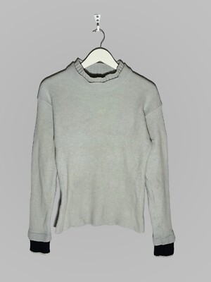 Stone Island Patch Black-Cuff High-Neck Vintage Wool Pullover Sweater