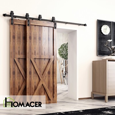 Single Track Bypass Sliding Barn Door Hardware Kit - Classic Design Roller
