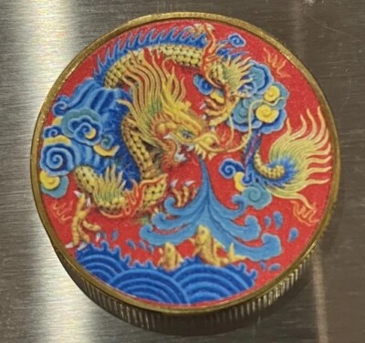 Rare Gold plated colorful Dragon coin Chinese 太极阴阳八卦 Tai Chi Bagua free Shipping