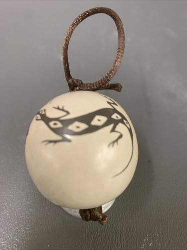 Mata Ortiz Keramik Rosa Mora Handarbeit mexikanische Volkskunst Kugel Ornament dunkle Eidechse - Bild 1 von 4