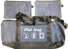 Mahjong Mah jong Denim Empty Carry Bag + Two Bags Purse for Tile + Bag for Racks