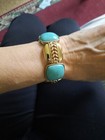 Monet Turquoise Color Bracelet Signed Chunky Stretch — photo 1
