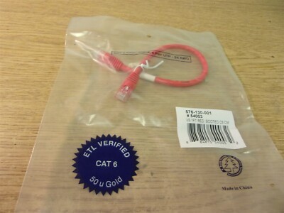 NEW CAT6 Patch Cable 4 Pair UTP-24 AWG 1' Red Booted C6 CM 576-130-001 E188630