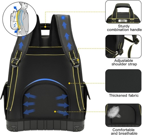 Tool Backpack,Heavy Duty Tool Backpack Bag with Waterproof Molded Base,Durable - Picture 4 of 8