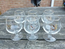 Verres à liqueur, chiffre "N", lot de 6, liseré doré, Napoléon, collection