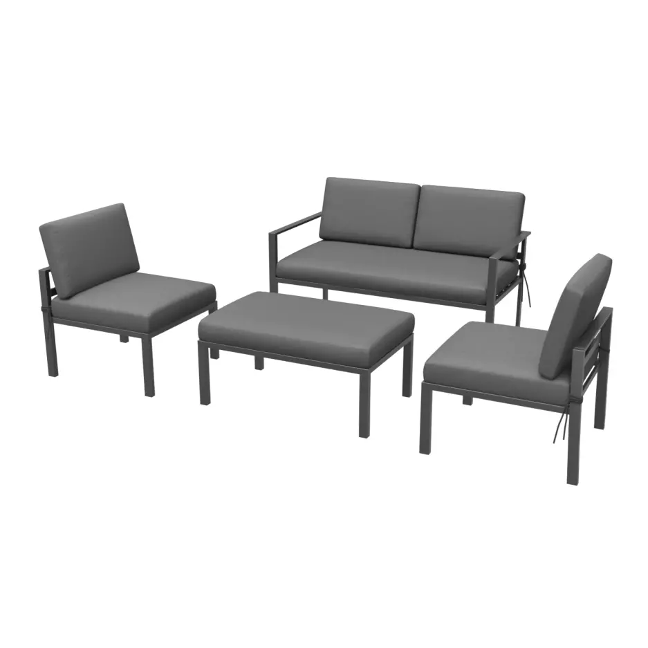 Garden Furniture Sofa Set Metal With Adjustable Table Grey Como