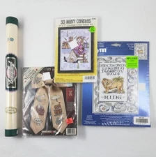 Embroidery Kit Lot Charles Craft Ivory Linen Janlynn Dimensions More (4 Pcs)