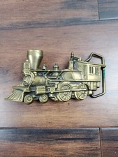 Vtg 1978 Belt Buckle Locomotive Railroad TRAIN Baron Solid Brass Buckle 6101
