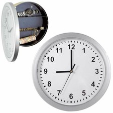 Wanduhr Safe HSE34 Geheimfach Uhrensafe Uhr Tresor Quarz Uhrwerk Silber Versteck