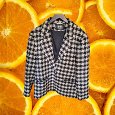 Classic Wool Inc Black and White Check Front Pocket Blazer
