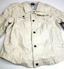 Fubu Ladies Plus Size Cream Ivory Biker Motorcycle Faux Leather Jacket Size Xl