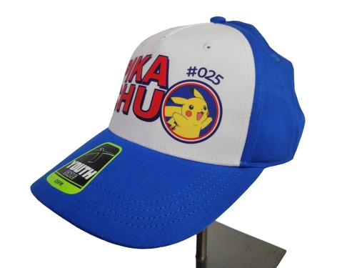 Pokemon Pikachu Gamer Lightning Anime Blue White Yellow Youth Snapback OSFM Hat - Picture 2 of 8