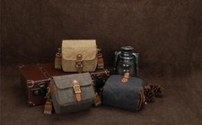 Vintage Canvas DSLR/SLR Camera Bag - Thick Protective Case for Camera and Lens