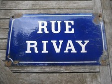 Ancienne plaque tôle émaillée bombée rue RIVAY
