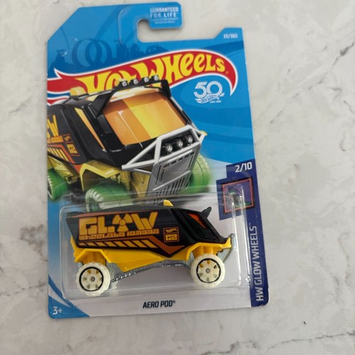 Hot Wheels Aero Pod Black 33/365 HW Glow 2/10 Wheels Die-Cast Car Toy