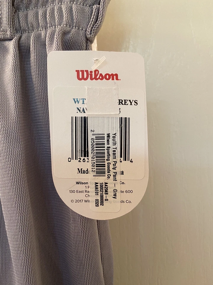 Wilson Youth Team Poly Pull On Baseball Pants Gray Elastic Waist Size Small NWT - Image 4 of 4