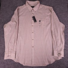 New Men s XXL 18 18.5 Van Heusen No Iron Plaid White Black Brown Dress Shirt