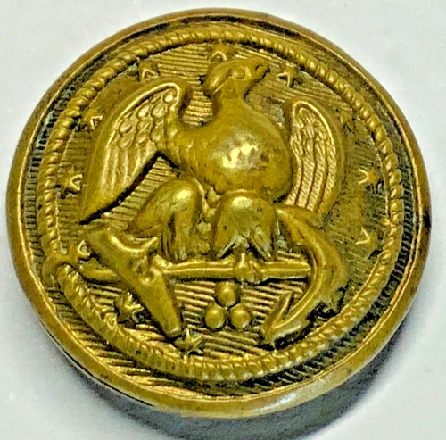RARE US NAVY CIVIL WAR EAGLE & ANCHOR 18.5mm BRASS UNIFORM CUFF BUTTON c 1860