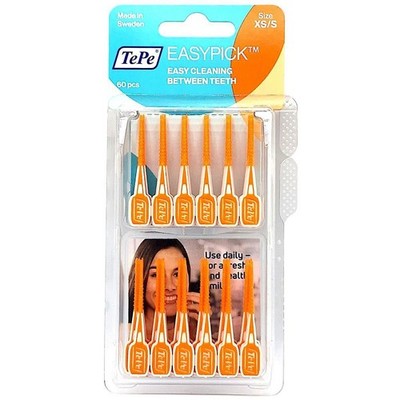 TePe Easy Pick XS/S orange Neu 60 Stück Zahnstocher Zahnzwischenraumbürste 