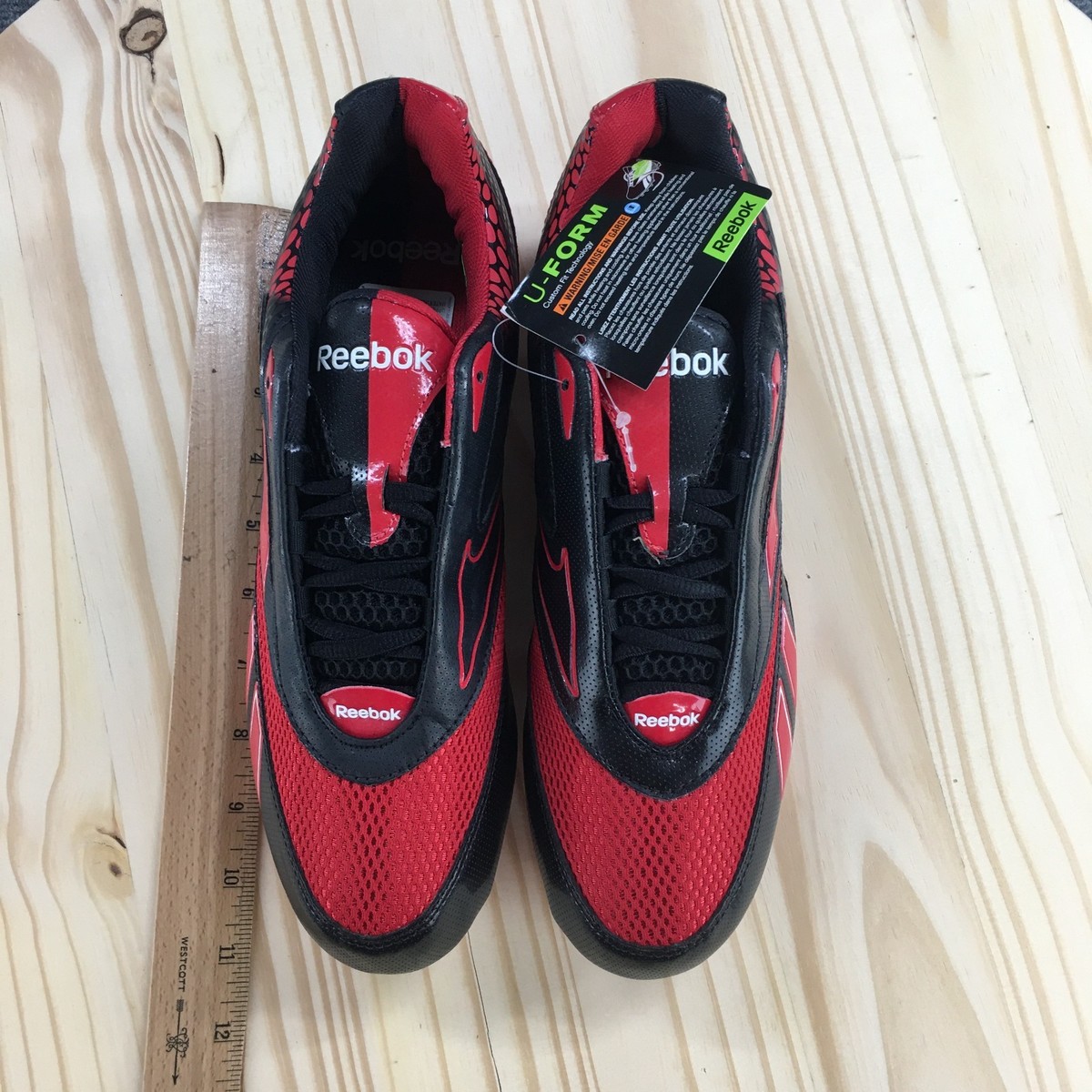 Reebok Shoes Mens 9 U-Form Black Red Football Soccer Cleats  display picture 1