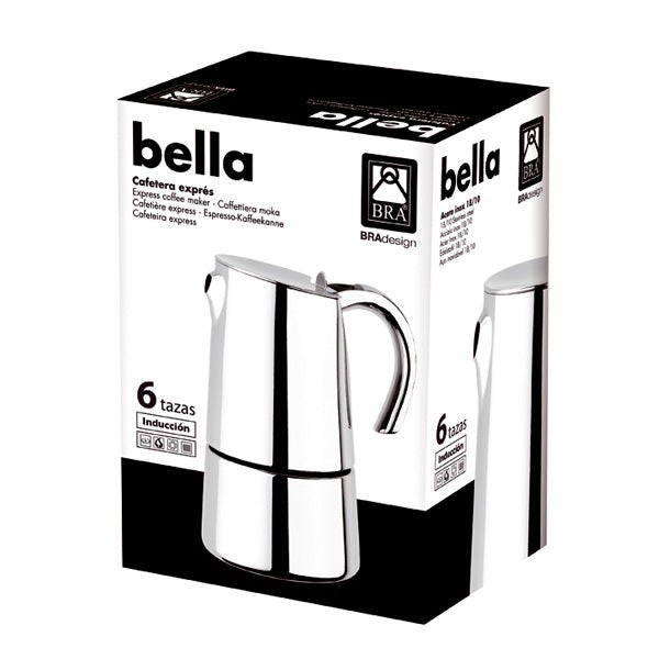 Cafetera italiana de aluminio para 10 tazas | BRA Bella