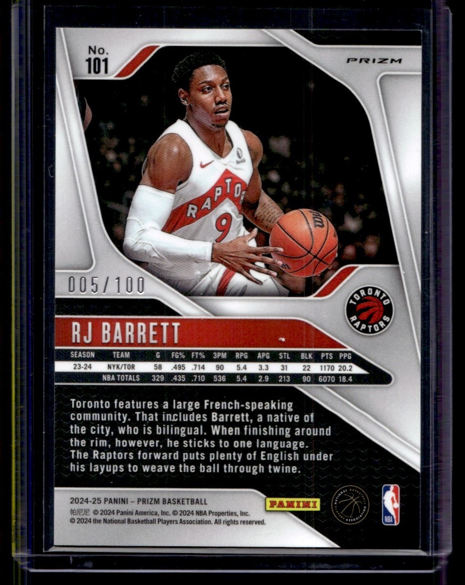 2024-25 Panini Prizm Fast Break Red RJ Barrett 005/100