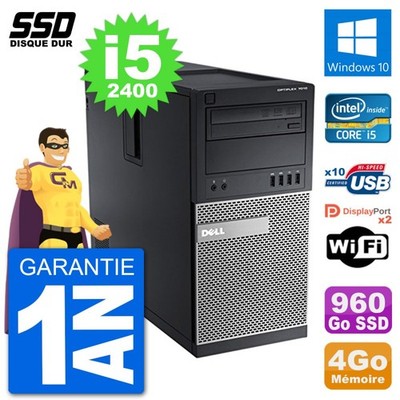 PC tour DELL OptiPlex 7010 Intel Core i5-2400 RAM 4Go SSD 960Go Windows 10 Wifi