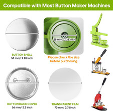 300 Pcs 58Mm/2.28 Inch Button Maker Supplies, 58Mm Button Supplies Parts, Ap...