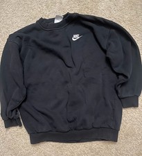 Black Nike Sportswear Club Fleece Crewneck Sweatshirt with Embroidered Mini Swoo