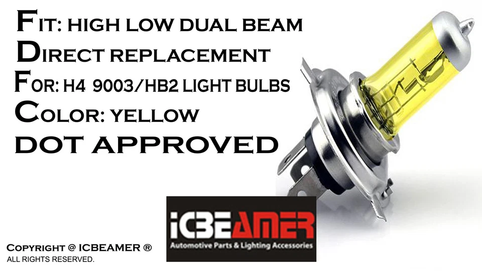 H4 9003-HB2 60/55W Xenon Yellow OEM Replace High Low Beam Light Bulbs Lamps B736 - Image 3 of 4