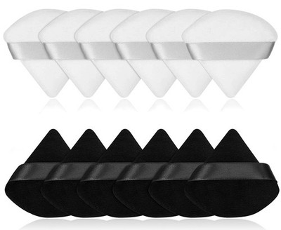 12 Stück Reine Puderquasten, Make-up Puff Gesicht Weicher Schwamm Dreieck Kosmetik