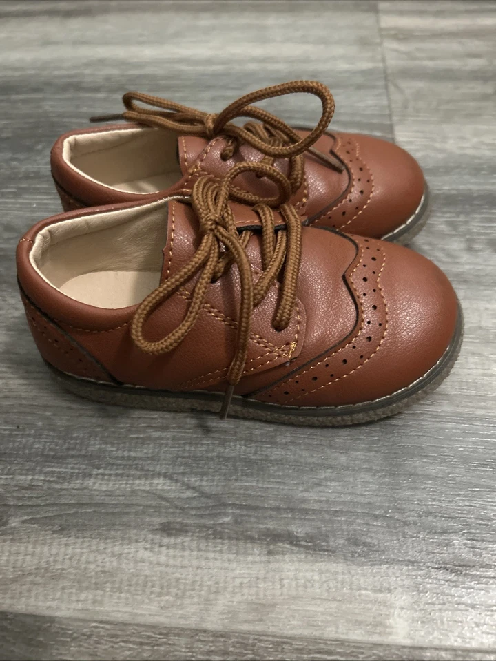 Zapatos anchos de cuero para niños pequeños para caminar marca MECKIOR Oxford con cordones antideslizantes talla 25 Foto 4 de 4