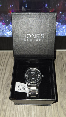 Jones New York Women s Quartz Analog Watch Black Dial Silver Bracelet w/ Box