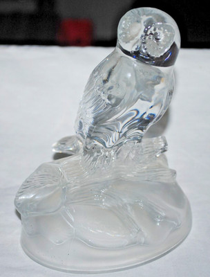 Owl lead crystal figurine, France, Cristal d'Arques, 6'' tall, 24%