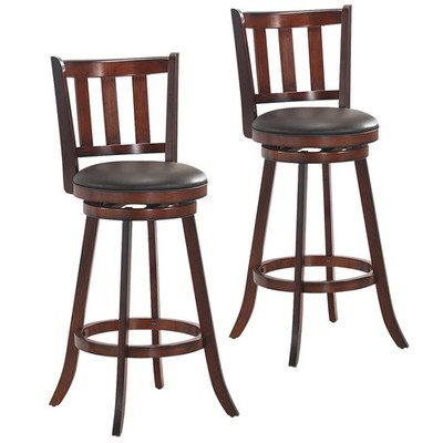 Set of 2 29.5'' Swivel Bar stool Leather Padded Dining Kitchen Pub Bistro Chair