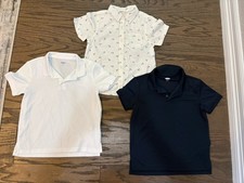 EUC Lot of 3 Boys Small S 6-7 White  Navy School Uniform Nautical Polo Shirts