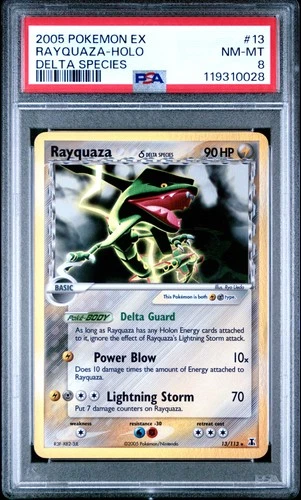2005 POKEMON EX DELTA SPECIES #13 RAYQUAZA-HOLO PSA 8