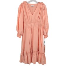 Calvin Klein Women's Crinkle Gauze Ruffle Dress Nectar Size 8