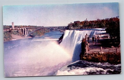 Vintage Niagara Falls American Falls Rainbow Bridge Postcard