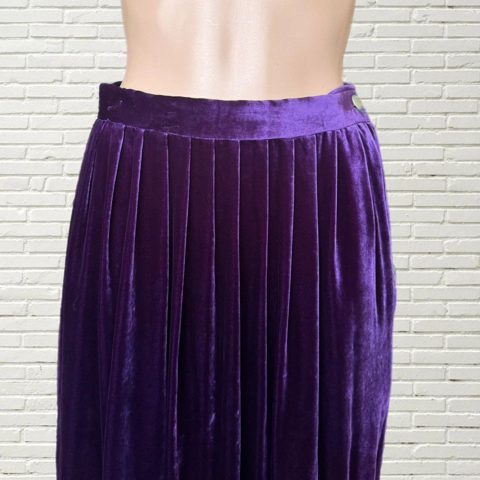 Vintage 70s Ralph Lauren Maxi Skirt - Purple Velvet Ruffle Hem - RARE SAMPLE - Image 2 of 4