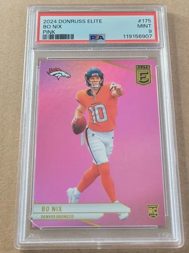 2024 Panini Donruss Elite Rookies Bo Nix #175 Pink (RC) Graded PSA 9