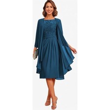 Elegant Teal Blue Mother of the Bride Dress with Sheer Embroidered Jacket