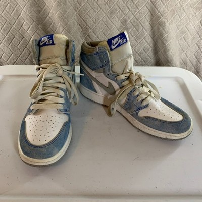 Nike Sneakers Jordan 1 Size 7Y Retro High Top OG Hyper Royal Gray Light Blue