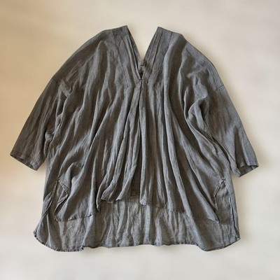 Pas de Calais Baumwoll-Design Bluse Pullover gerafft grau Exc