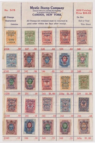 E8328: Russia "Wrangel" Issues, Mint, on sheet; CV $72