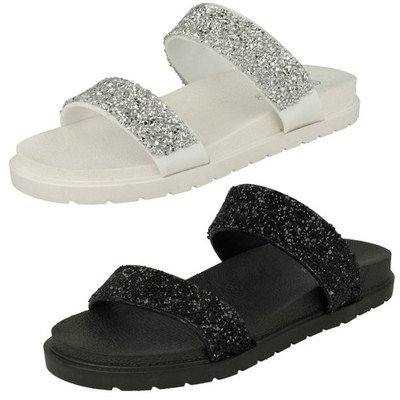 Ladies Spot On Slip On Sandals