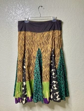 Julie G Skirt Large Multi Print Pleated Flare MIDI Made In India