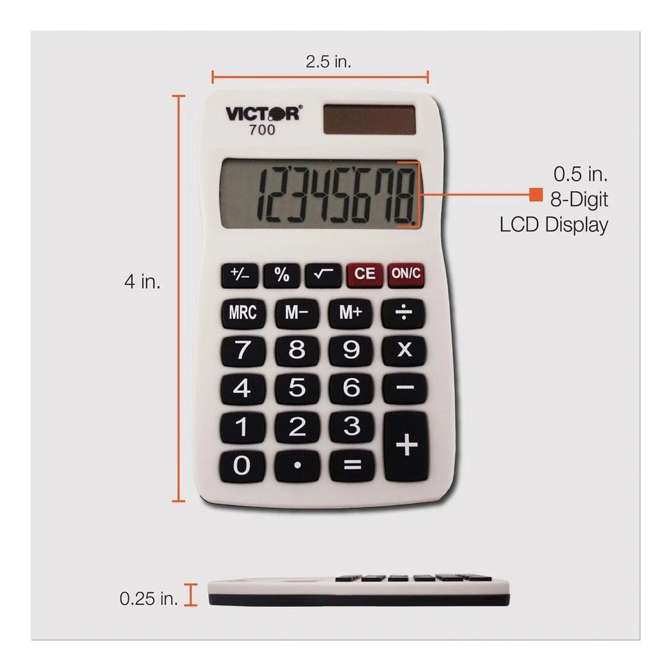 Victor 700 8-Digit LCD Pocket Calculator New - Image 4 of 4
