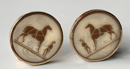Hermès Vintage Signed Horse & Groom Clip Earrings Equestrian Figural – Mirrored - Picture 2 of 6