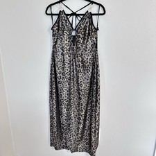 SHEIN CURVE Midi Body Con Halter Dress 4XL Metallic Animal Print silver & copper